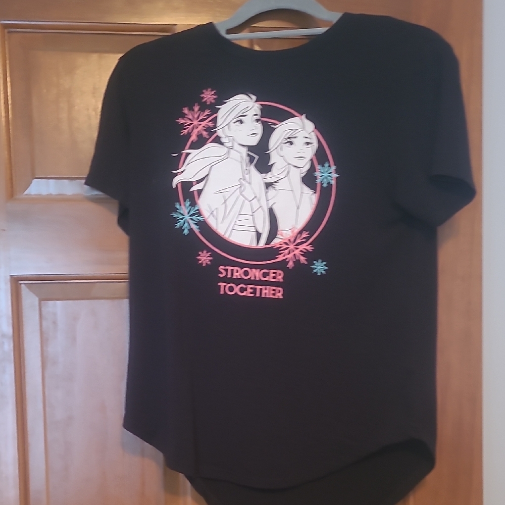 Disney Black Short Sleeve Tee with Pink and Blue Accents